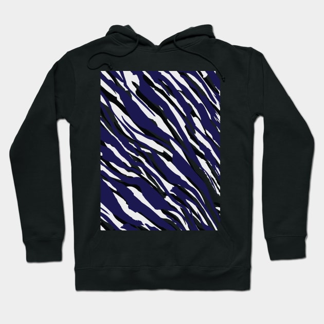 Zebra Print-Retro Modern- Abstract Pattern Square in Black ,White and Blue Hoodie by Gold Turtle Lina